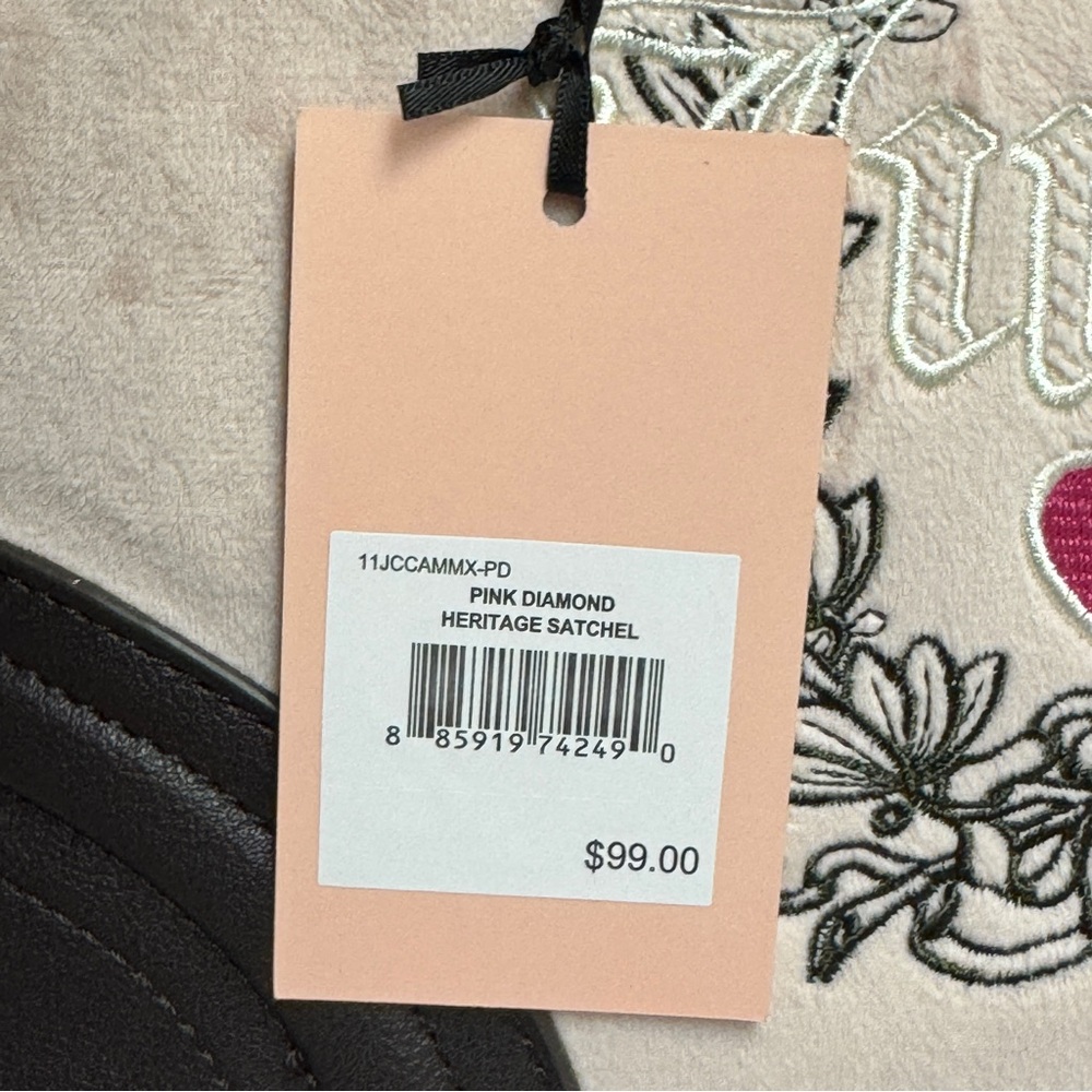 Juicy Couture Pink Diamond Heritage Velour Satchel Bag - Picture 5 of 5
